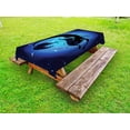 thumbnail image 1 of Mermaid Outdoor Tablecloth, Silhouette of Legendary Aquatic Girl on Moon Sky Background Fictional Print, Decorative Washable Fabric Picnic Table Cloth, 58 X 84 Inches,Purple Black, by Ambesonne, 1 of 2