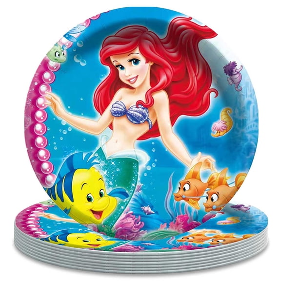 Mermaid Paper Plates Birthday Decorations Party Supplies Tableware Disposable Dinnerware