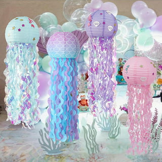 O&M Hanging Jellyfish Decoration, Marine Theme Birthday Party Decorations, Shop Window Supplies, Aquarium Props (Small, White)