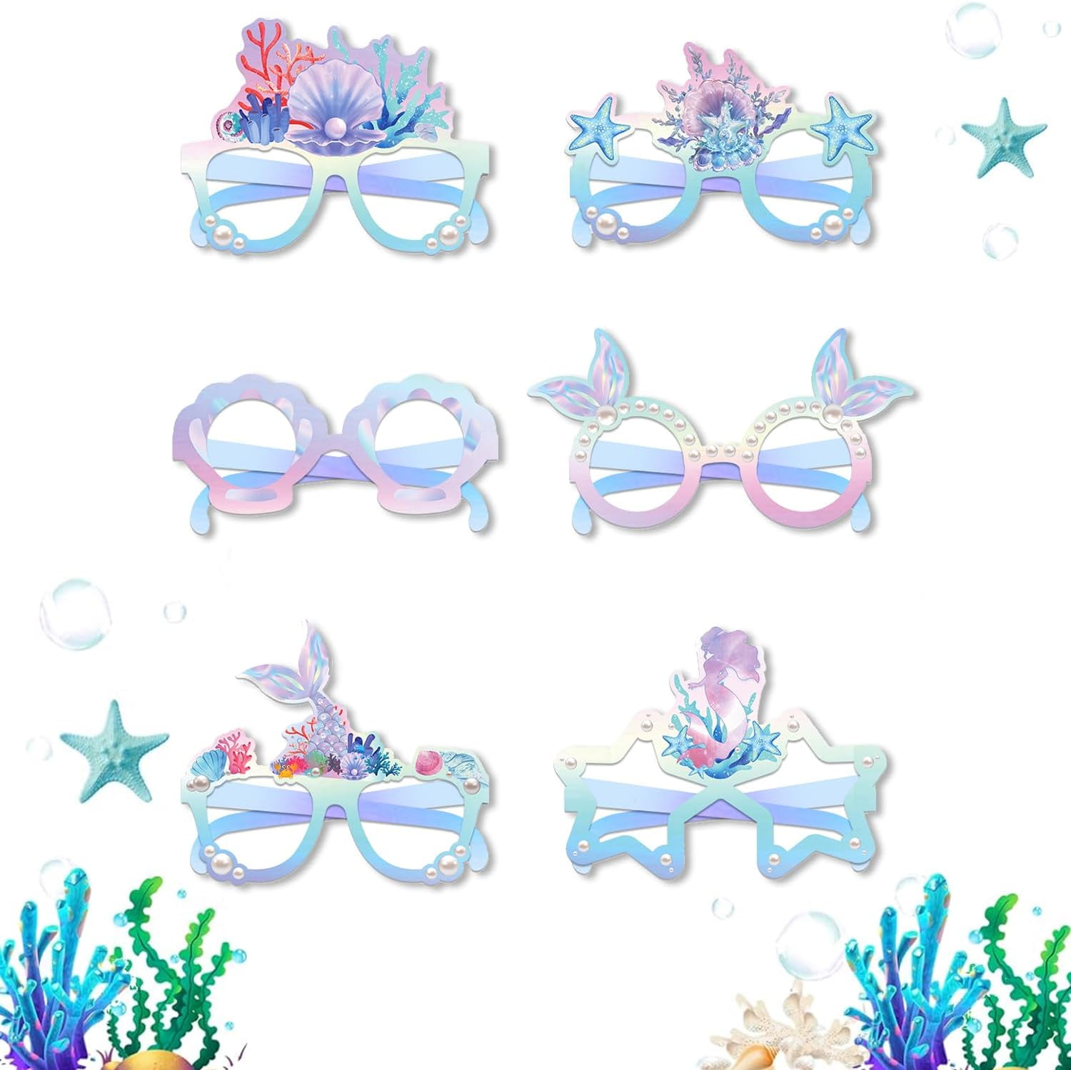 Party Glasses Mermaid Shells Assorted main image 1
