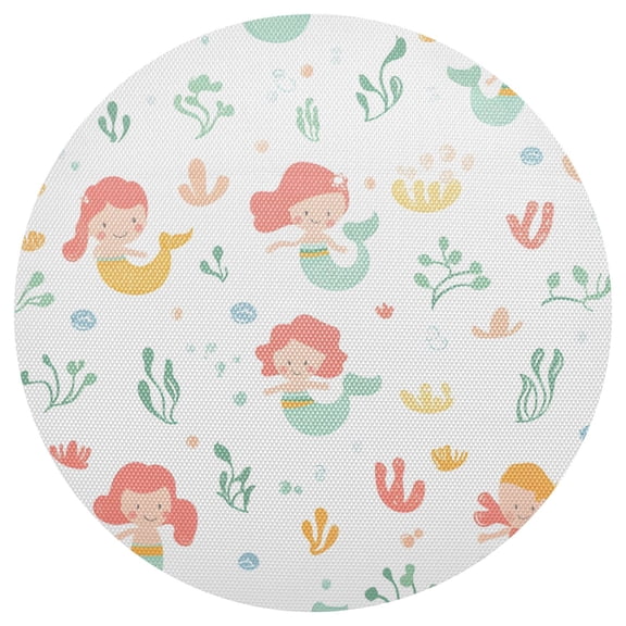 Mermaid Pattern Design 15.4in Diameter PVC Plate Mat, Heat-Resistant and Cuttable, Kitchen Decor