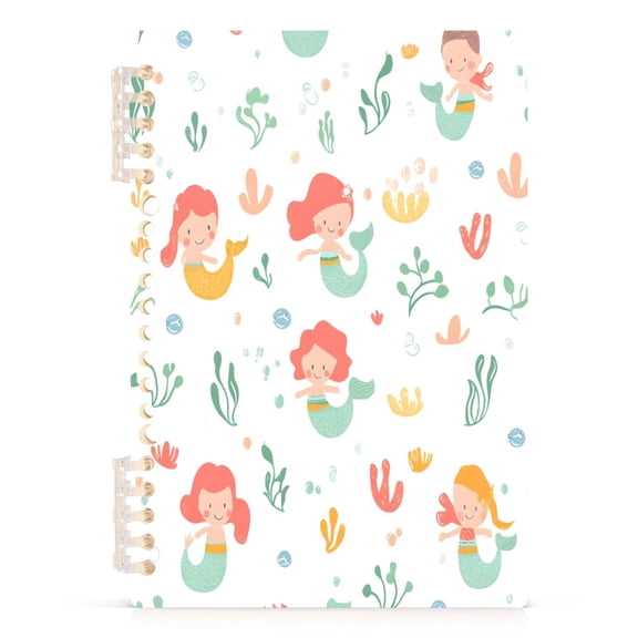 Mermaid Pattern Design A5 8.3x5.7in PP Notebook, Adjustable Rings, 60 Sheets, Diary or Journey Note