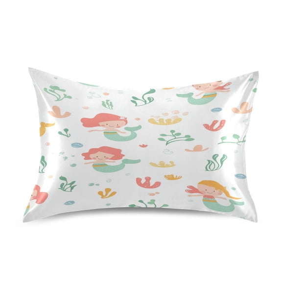 Mermaid Pattern Design Satin Pillowcase 20''x30'' Double-Sided Print Soft Wrinkle Resistant