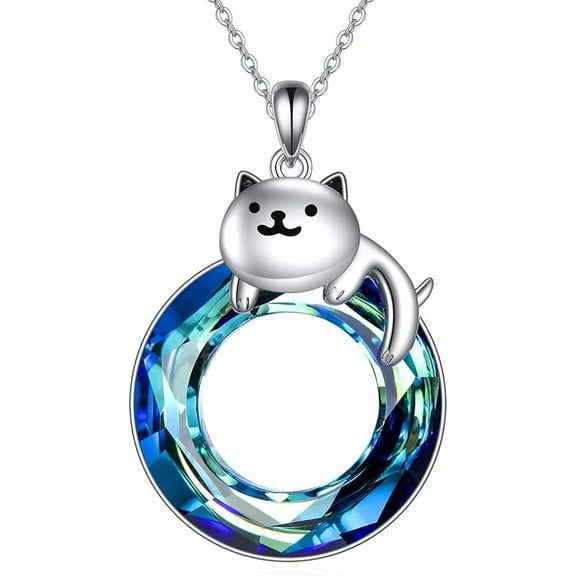 Mermaid/Peacock/Pig Necklace for Women 925 Sterling Silver Crystal Pendant Necklace Crystal Jewelry for Women