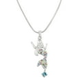 thumbnail image 1 of Mermaid Pendant Necklace Multicolor Rhinestone Crystal Rhodium Plated 17 Inch Snake Chain J0151-MT, 1 of 3