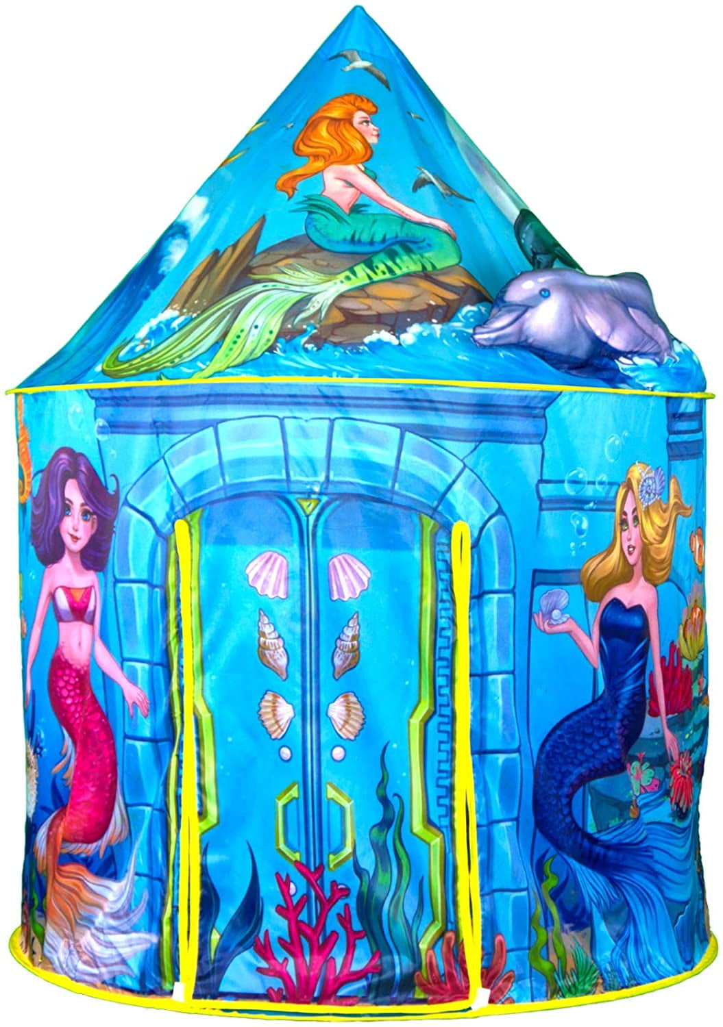 Mermaid Play Tent Playhouse | Beautiful Detailed Underwater Mermaid Design for Indoor and Outdoor Fun, Imaginative Games & Gifts