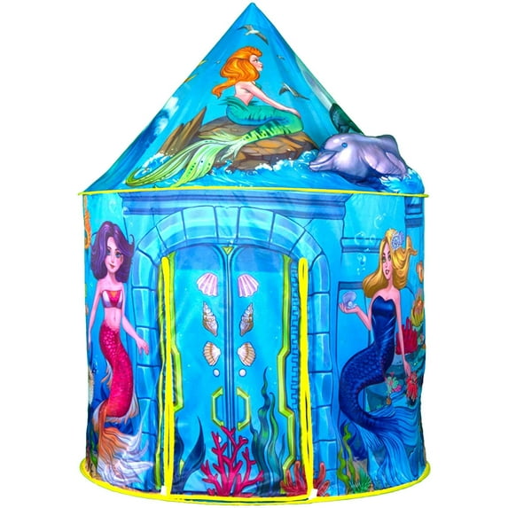 Mermaid Play Tent Playhouse | Beautiful Detailed Underwater Mermaid Design for Indoor and Outdoor Fun, Imaginative Games & Gifts