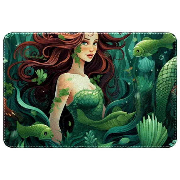 Mermaid Polyester Non-Slip Machine Washable Door Rugs Indoor Rug Game Mat
