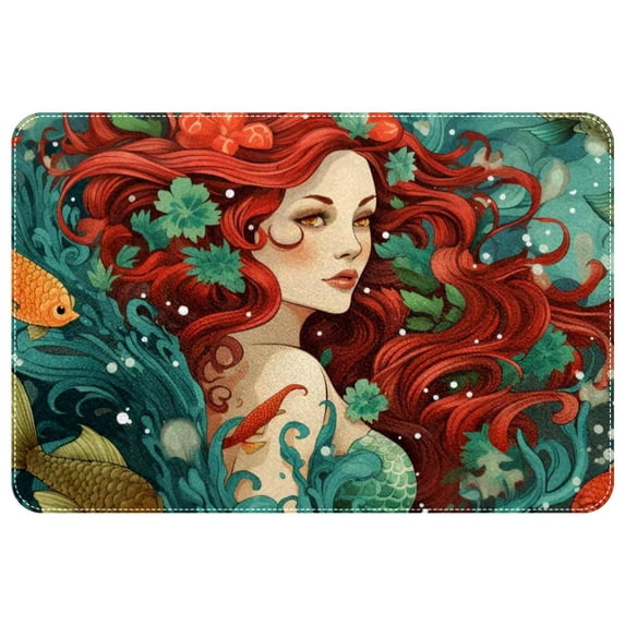 Mermaid Polyester Non-Slip Machine Washable Indoor Mat Office Mat Kitchen Rugs
