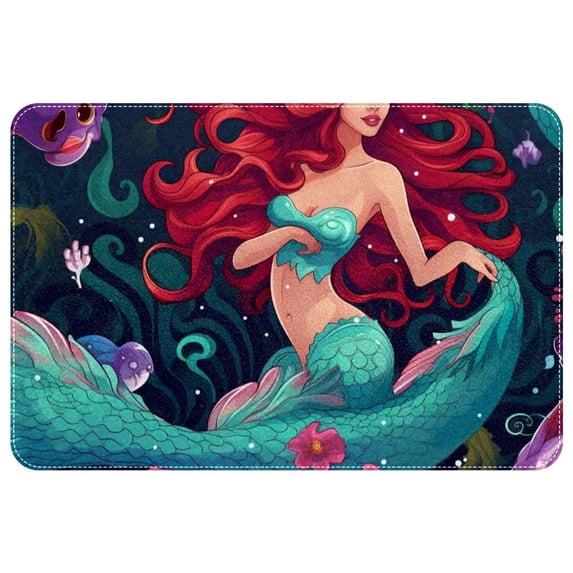 Mermaid Polyester Non-Slip Machine Washable Indoor Rug Floor Mat Chair Rug
