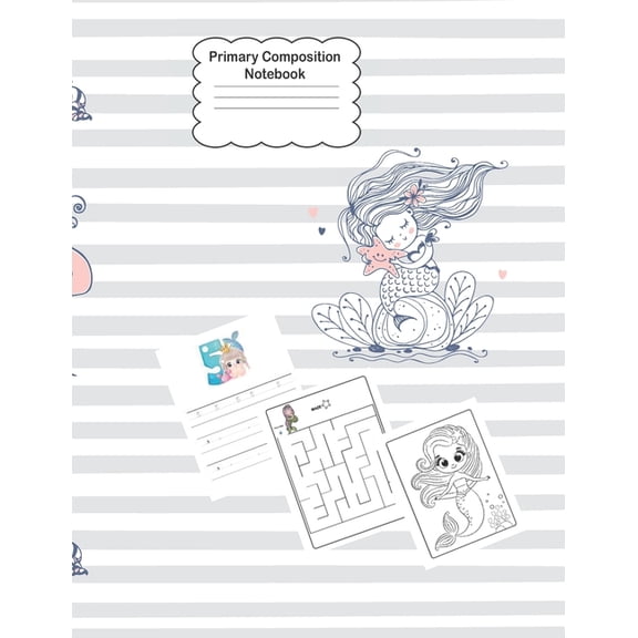 Mermaid Primary Composition Notebook: Primary Story Journal Half Page Dotted Midline with Picture Space - Learn to Draw and Write Primary Journal Grades k-2 ... Mermaid Exercise Book 8.5 x 11 (Paperba