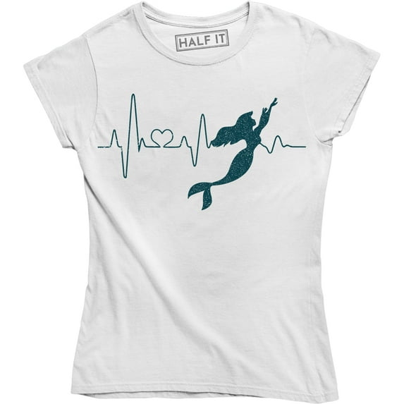 Mermaid Pulse Ringer Heartbeat Heart Funny Nurse Check Up Womens T-Shirt