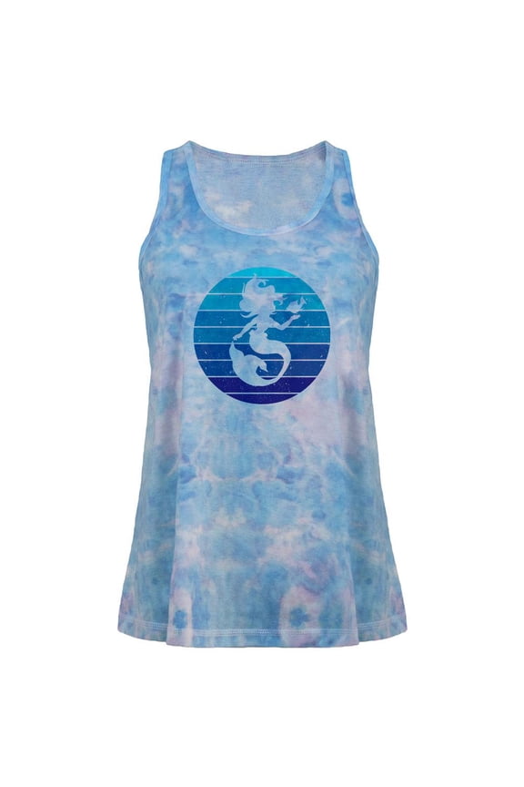 Mermaid Retro Ocean Blues Juniors Tie Dye Tank Top Multi LG