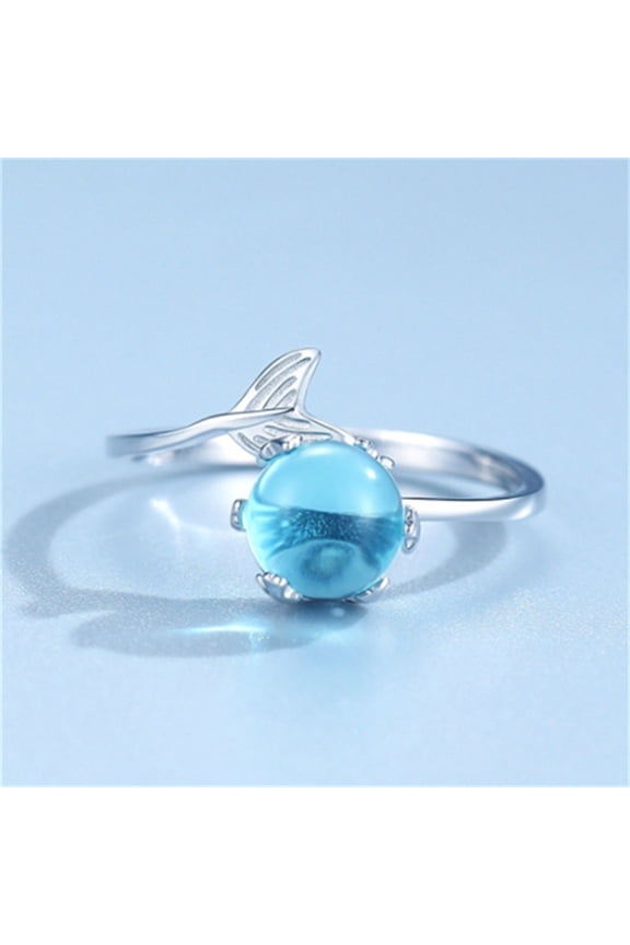 Mermaid Ring for Women: Adjustable Vintage Mermaid Tail Opal Moonstone Rings Ocean Sea Jewelry Gifts