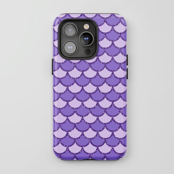 Mermaid Scale For All iPhone Series Tough Phone Case Fantasy Glitter Purple