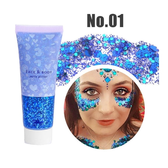 Mermaid Scale Glitter Gel for Face Body & Lips - Long Lasting Sparkling Iridescent Chunky Glitter Makeup, Eye Shadow & Highlighter for Stage Festival Party