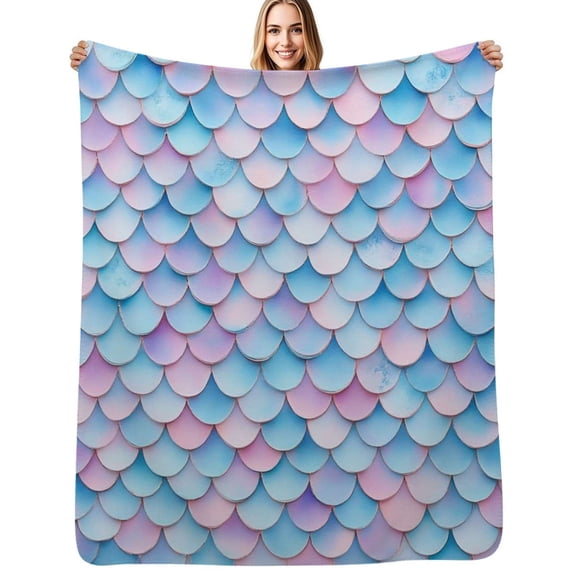 Mermaid Scale Pattern Background Flannel Blankets Soft Throw Blanket Winter Travel Office Outdoor Bedspread