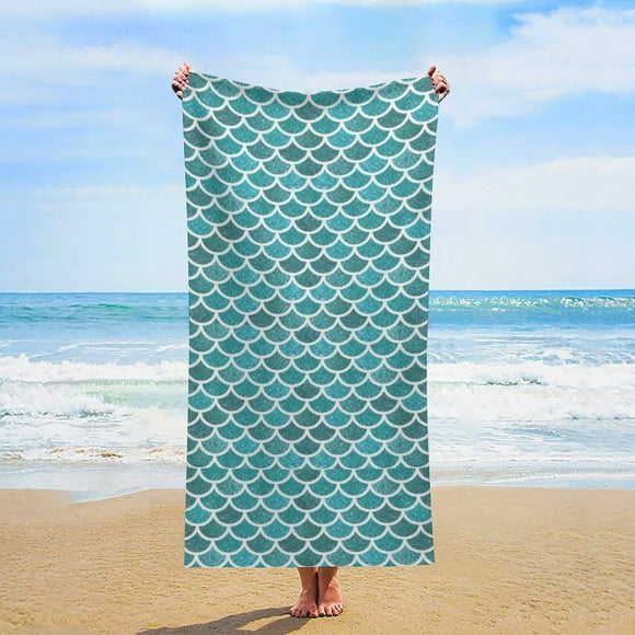Mermaid Scale Summer Glowing Beach Towel,Oversized Lightweight Quick Dry Towel For Adults Kids,Sand Free Towel for Swim Pool Yoga Gym Camping