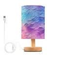 thumbnail image 1 of Mermaid Scales Bedside Table Lamp LED Warm Lights with USB Charging Port Retro Cylinder Desk Lamps, 1 of 7
