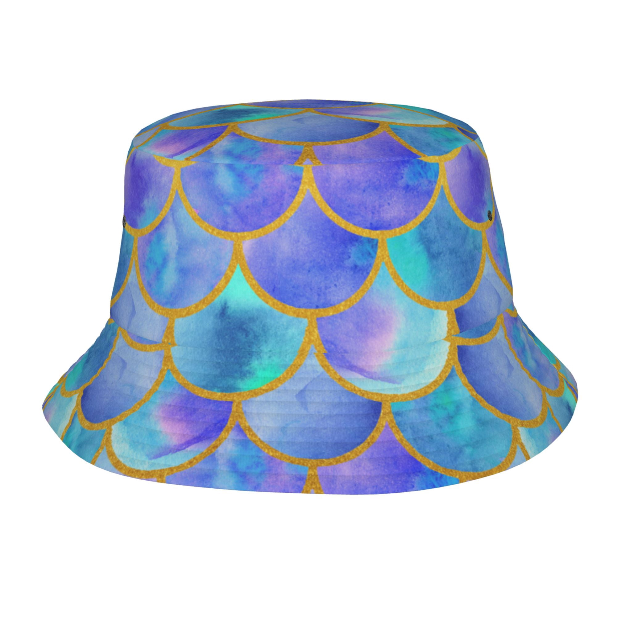 Mermaid Scales Bucket Hat,Packable Fisherman Sun Cap,Foldable UV ...