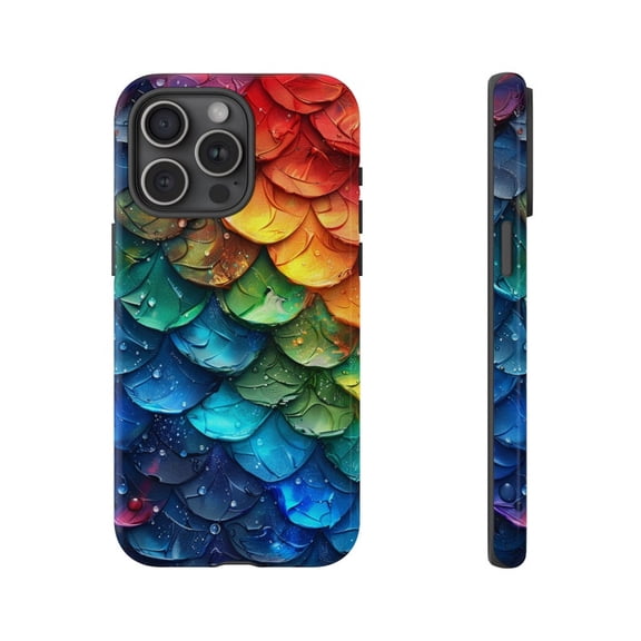 Mermaid Scales Colorful Rainbow Pattern Abstract Fantasy Artistic Illustration Phone Case for iPhone 11 12 13 14 15 16 17 Pro Max