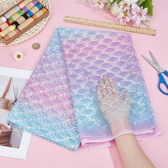 Mermaid Scales Fabric 36x46 Inch Wide Polyester Mesh Cloth Colorful Fish Scales Mesh Fabric