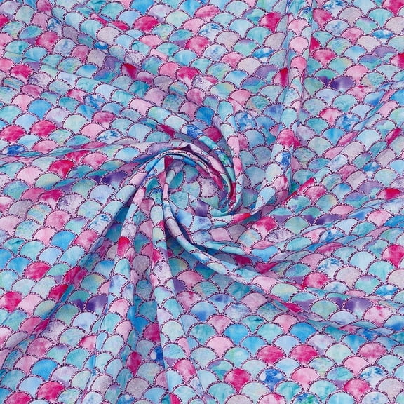 Mermaid Scales Fabric 39.4x57inch Fish Scale Pattern Polyester Cotton Fabric Pink Blue Mermaid Printed Fabric