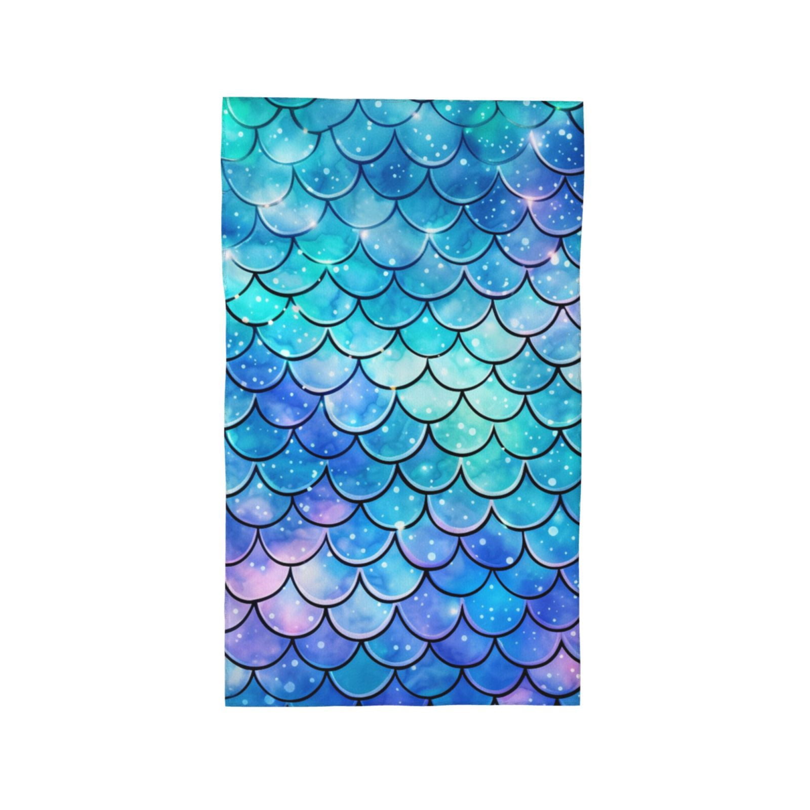 Mermaid Scales Fish Scale Blue 27.5" x 16" Ultra Soft Hand Towel, Face Wash Cloth for Bathroom, Gym, Travel, Pool