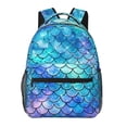 thumbnail image 1 of Mermaid Scales Fish Scale Blue Backpack Casual College Bag Zipper Laptop Daypack Hiking Rucksack Travel, 1 of 5