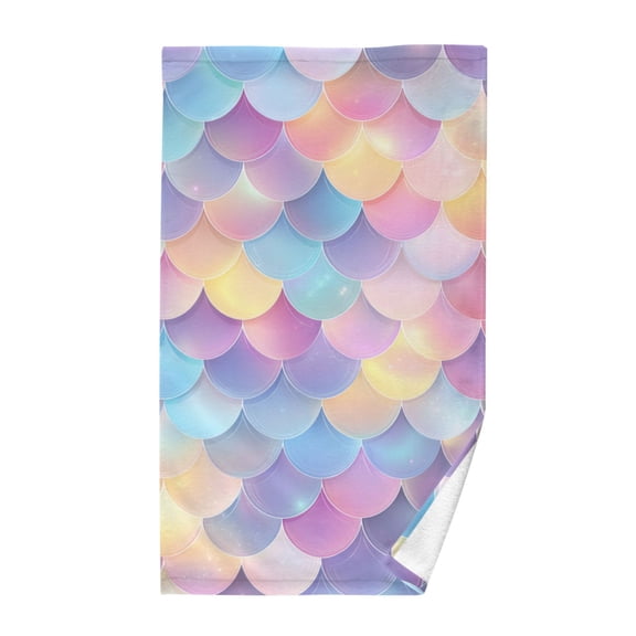 Mermaid Scales Glowing Pure Cotton Bath Towel Hand Towel 1 Piece for Pool Beach Gym 16" x 28"