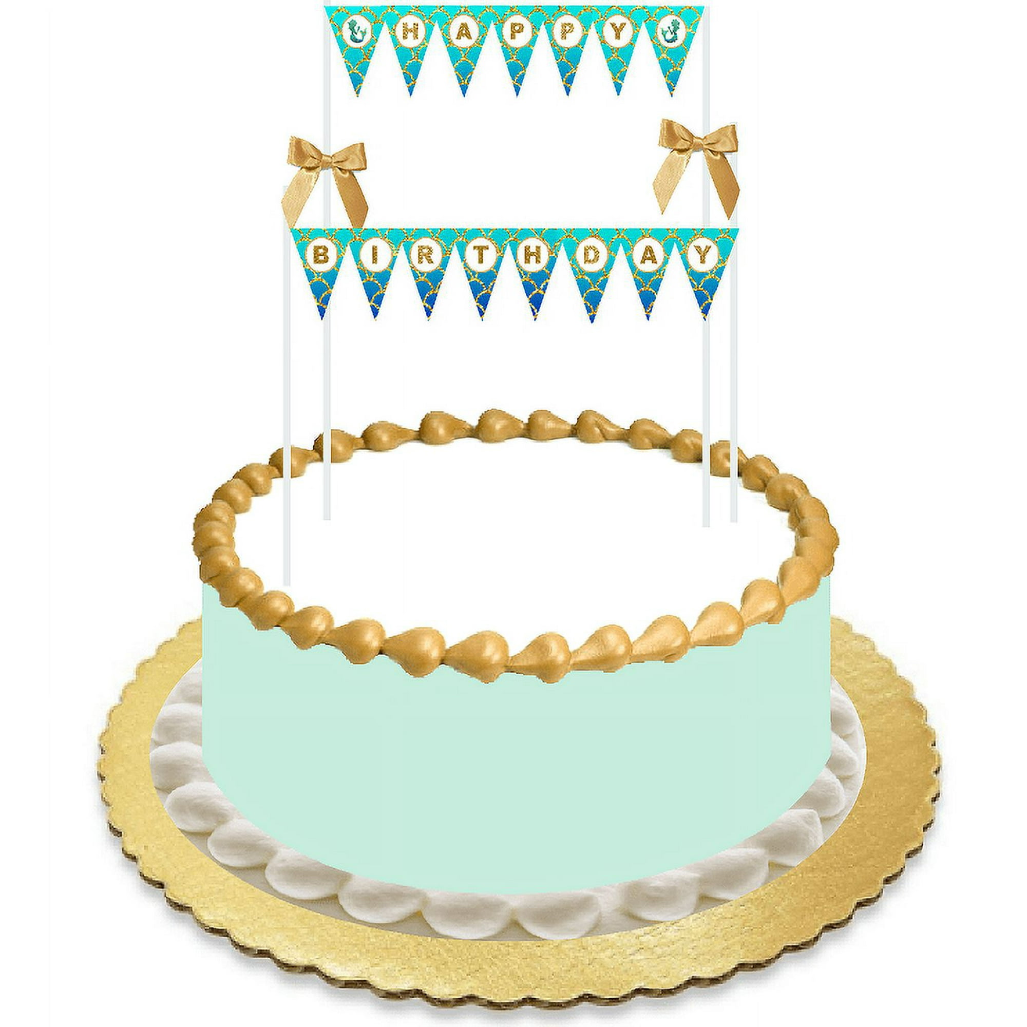 Mermaid Scales Happy Birthday Cake Decoration Bunting Banner ...