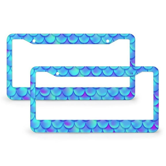 Mermaid Scales Magical Fish Pattern Animal Skin License Plate Frame 2 Pack License Plate Frames Aluminum Accessories Cars Decor With 2 Holes And Screws Fits Standard Us 12 X 6 Inches