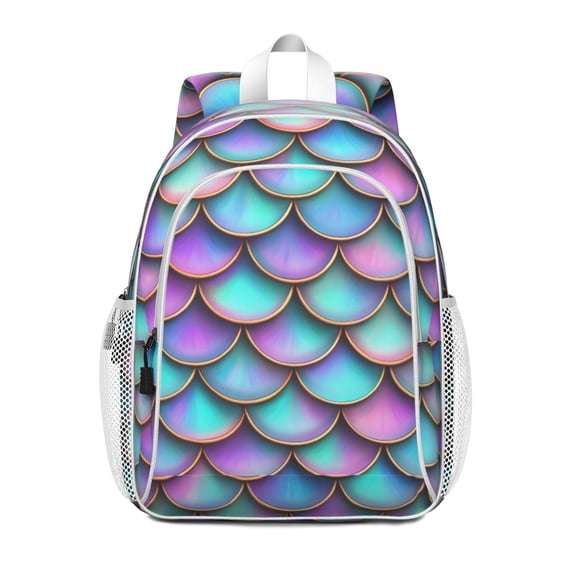 Mermaid Scales Pattern Backpack for School,Cute School Bag,Schoolbag with Adjustable Shoulder Straps & Padded Back,15"x11.42"x5.5"