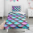 thumbnail image 1 of Mermaid Scales Pattern Duvet Cover and Pillowcase Set for Single Bedding, Bedroom Accessories for Kids Teens, 1 of 5