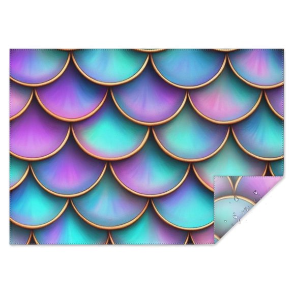 Mermaid Scales Pattern Rectangle Tablecloth 60"x84",Waterproof Polyester Rectangle Table Cloth, Wipeable Spillproof Polyester Tablecloth for Dining, Camping, Indoor and Outdoor
