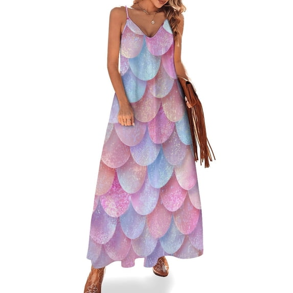Mermaid Scales Pattern Sleeveless Dress Loose Women's Dress Dresses Luxury Evening Dresses