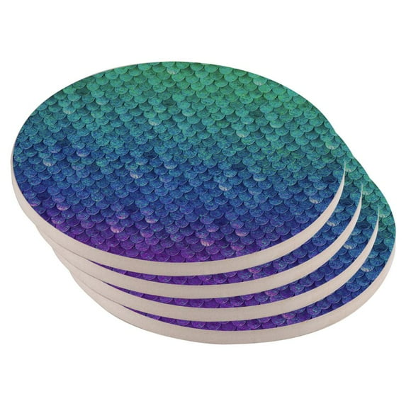 Mermaid Scales Set of 4 Round Sandstone Coasters