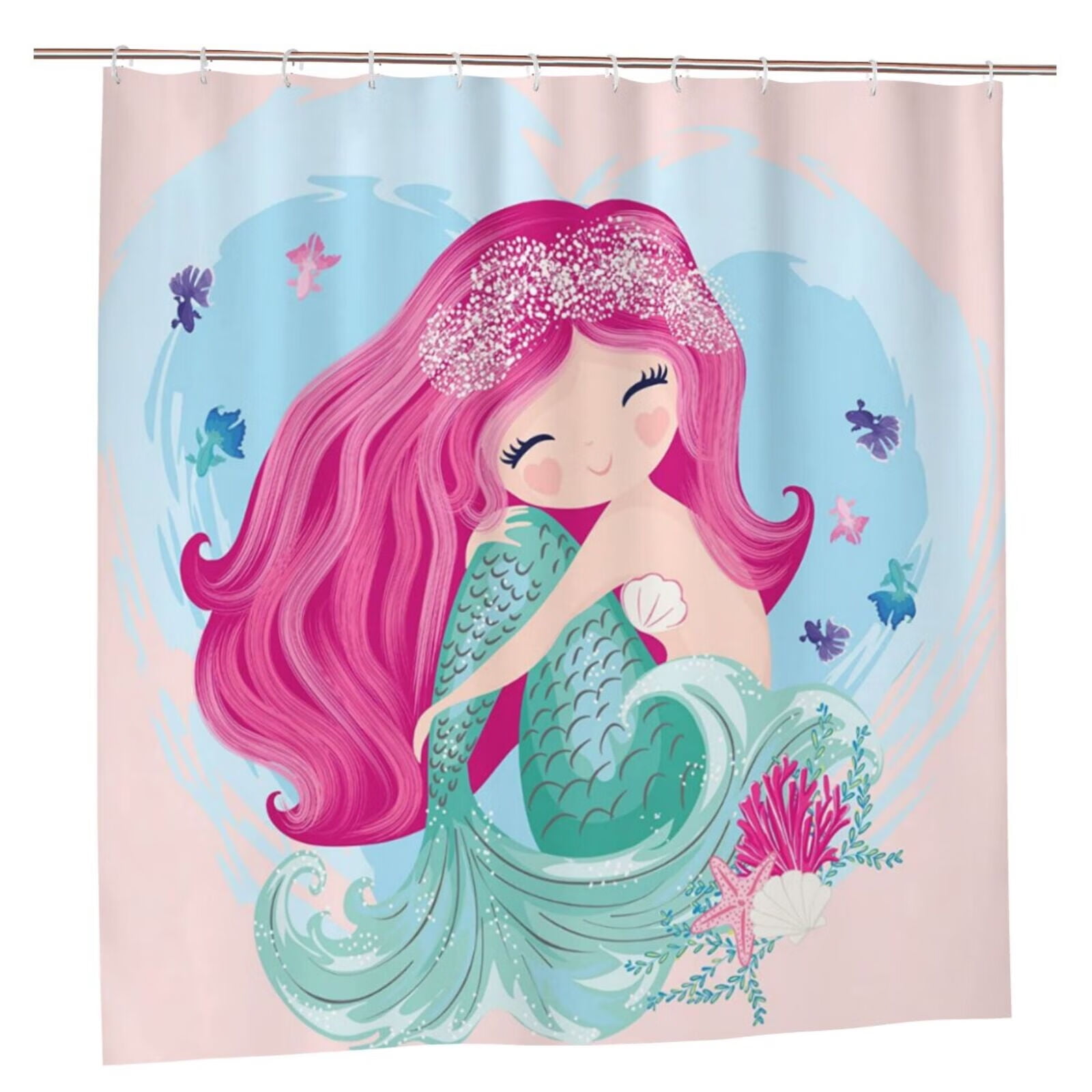 JOOCAR Mermaid Tail Fish Scale Shower Curtain for Bathroom Decor 72Wx72H  Inch Colorful Ocean Theme Kids Girls Home Accessories 