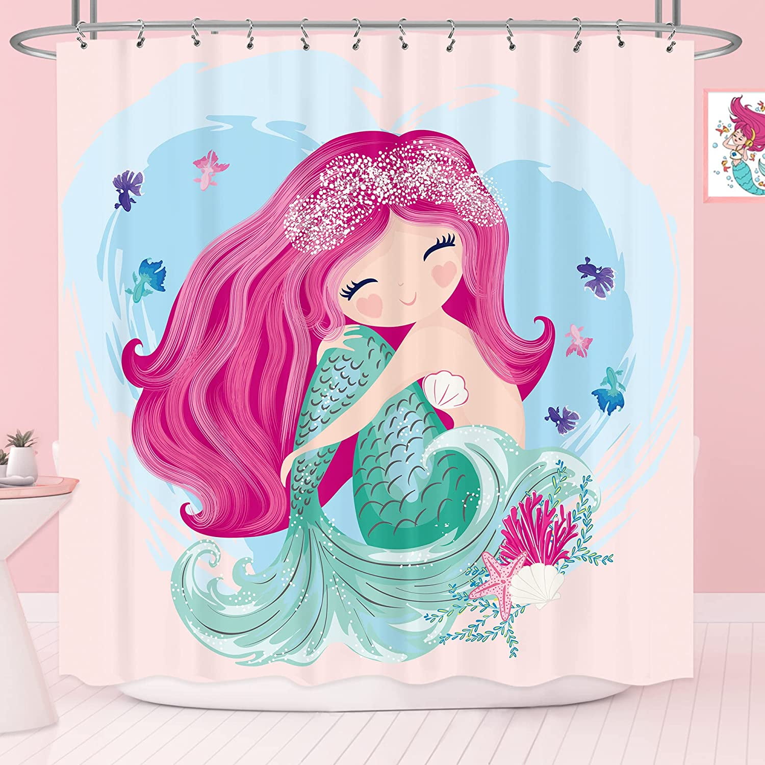 Mermaids Pirates Shower Curtain Sea Animals Brother Sister Shower Bath –  Sweet Blooms Decor