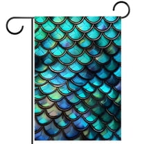 Mermaid Scales Turquoise Welcome Garden Flags, 12 x 18 Inch Double Sided Outdoor Yard Flags Waterproof For Home Outside Patio Lawn Porch