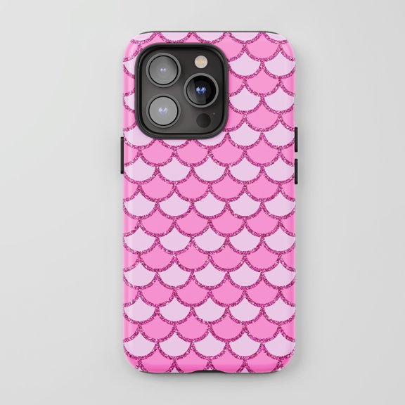 Mermaid Scales for All iPhone Series Tough Phone Case Fantasy Pink Glitter