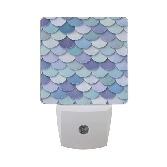 Mermaid Scales in Blue and Purple LED Night Light Sensor Lamp Plug-in Adjustable Brightness 2 Pack