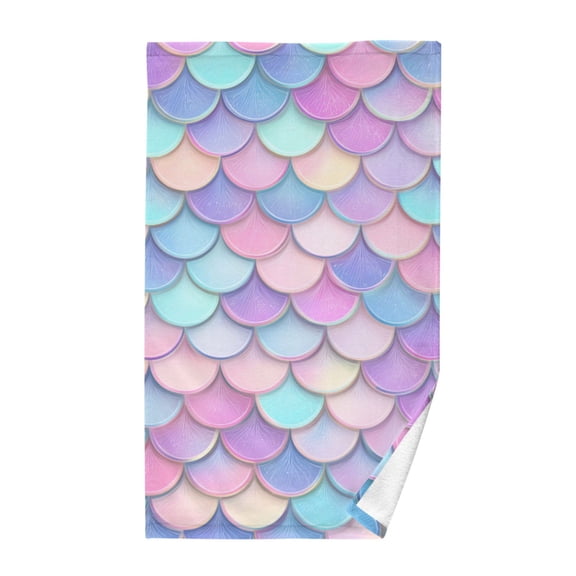 Mermaid Scales with Beautiful Color Pure Cotton Bath Towel Hand Towel 1 Piece for Pool Beach Gym 16" x 28"