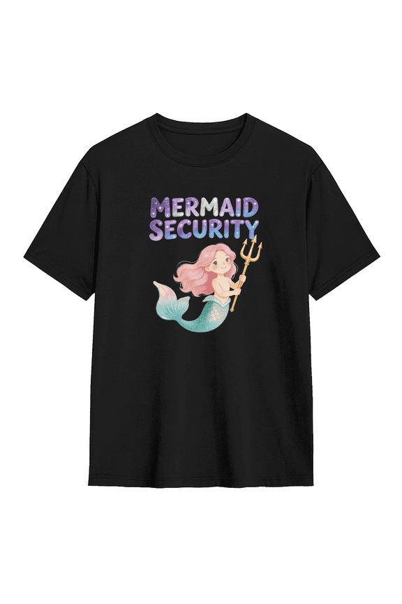 Mermaid Security Cool Graphic Tee for Women, Amusing Party Cotton Short Sleeves T-Shirt