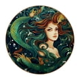 thumbnail image 1 of Mermaid Set of 6 Round Microfiber Leather Coasters, 11x11 cm/4.3x4.3 in Drink Coasters for Home and Office, Heat, Stylish Table Mats, 1 of 6