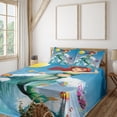 thumbnail image 1 of Ambesonne Mermaid Fitted & Top Sheet Set with Shams, Wave with Fish Nautical, Multicolor, 1 of 5