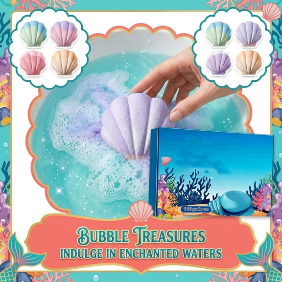 Mermaid Shell Bath Bomb for Kids, 6 Pack Bath Bomb, Easter Gifts for Kids, Easter Basket Stuffers, Bubbles for Kids, Bath Toys for Kids