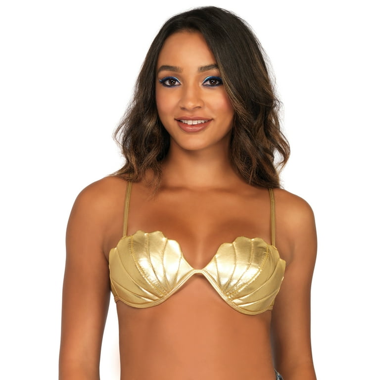 Mermaid Shell Bra Gold Lg Ad