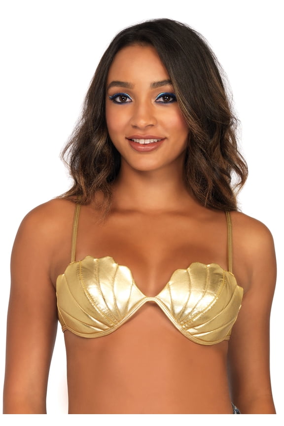 Mermaid Shell Bra Gold Lg Ad