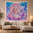 thumbnail image 1 of Mermaid on Shell Throne with Underwater Fantasy, Whimsical Illustration for Kids & Teens, Sea Life Art Decor, Birthday Gift, Tapestry Wall Hanging for Bedroom and Nursery, 1 of 7